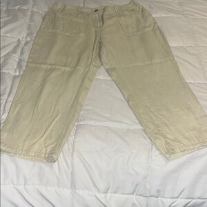 Chico's women’s Tan Lightweight linen Blend ankle pants size 2.5 equal to 14